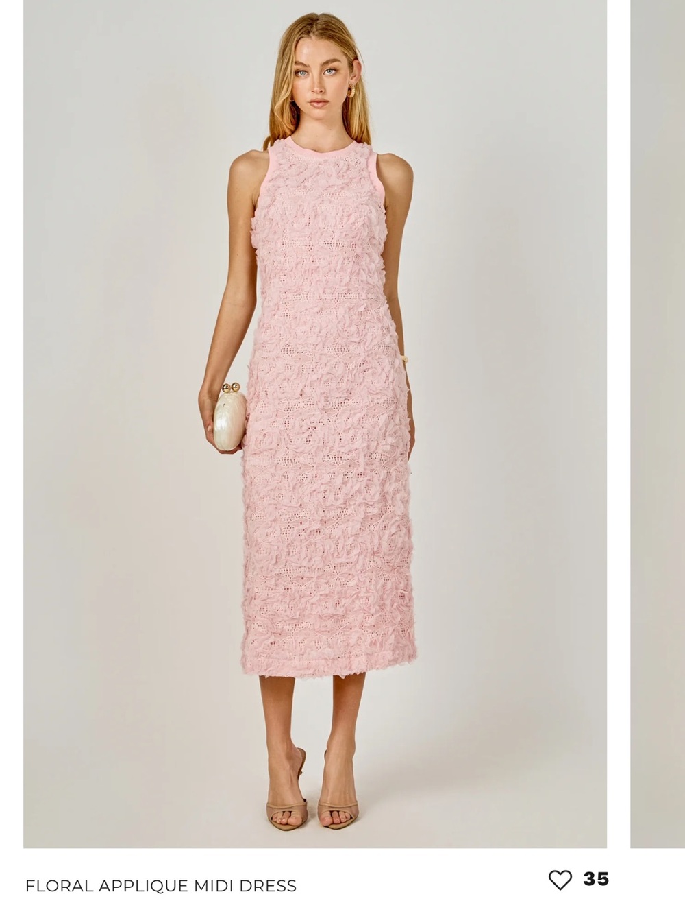 Endless Rose Pink Floral Applique Midi Dress